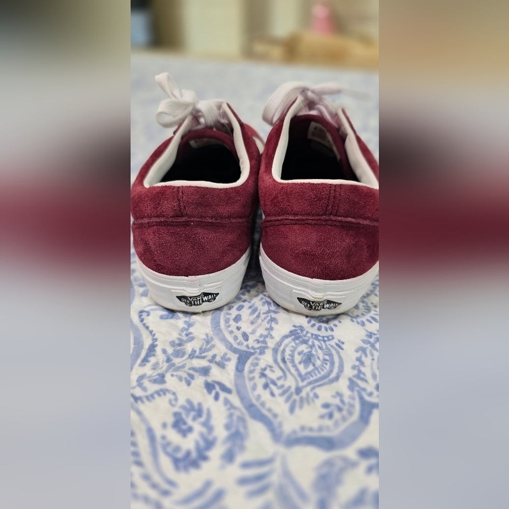 Vans Red and White Suede Sneakers Size 8 Women News - Picture 3 of 8